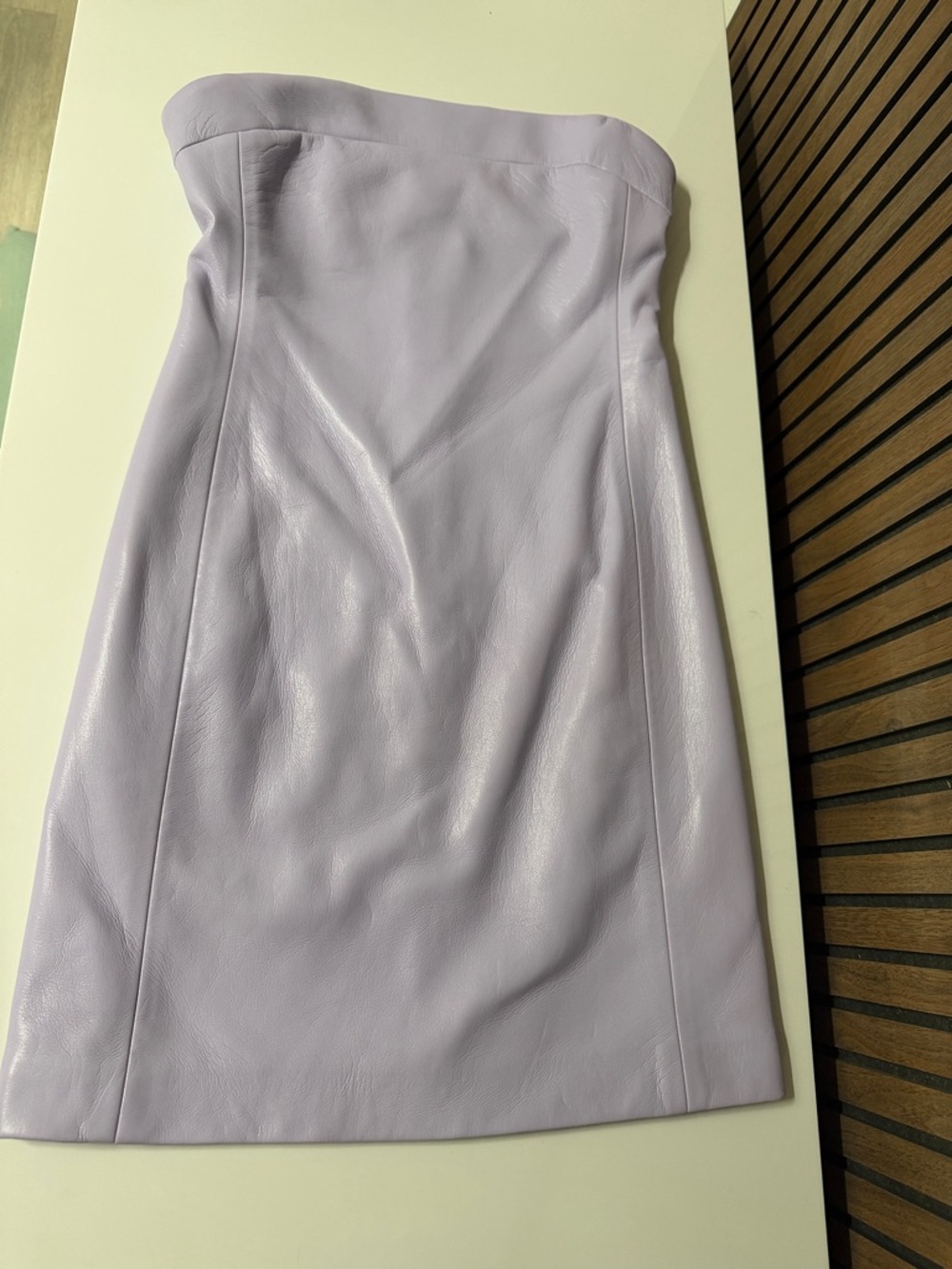 Alice + Olivia Strapless Lavender Leather Mini Dress